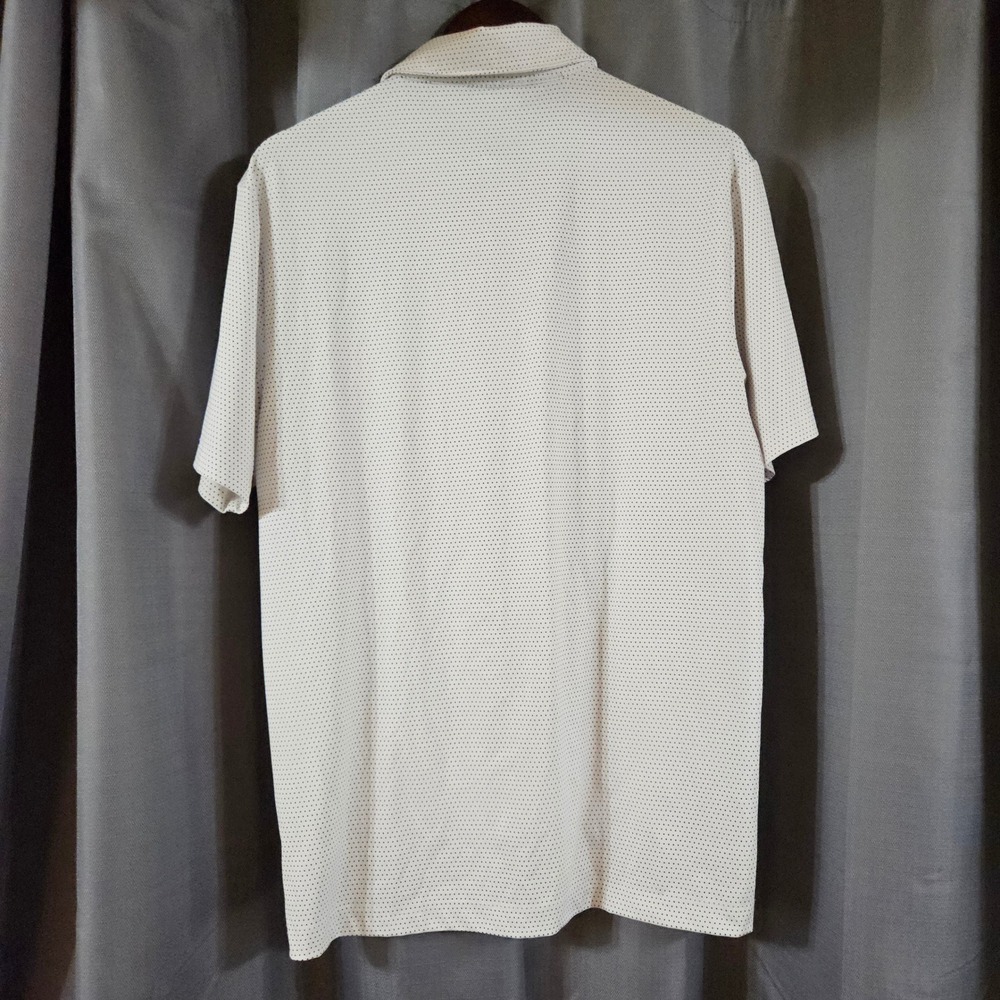 Rorie Whelan Golf Mens Medium White Navy Polka Dot Performance Polo Shirt - Picture 3 of 6